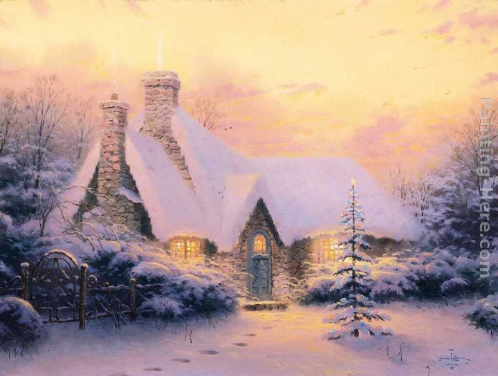 Christmas Tree Cottage painting - Thomas Kinkade Christmas Tree Cottage art painting